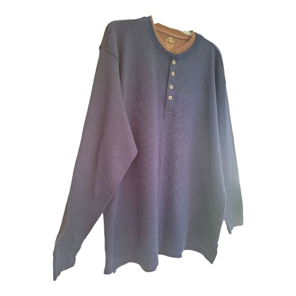 Redhead Thermal Four Button Henley 2XL Big & Tall Men XXL Blue with Brown Trim - Picture 1 of 14